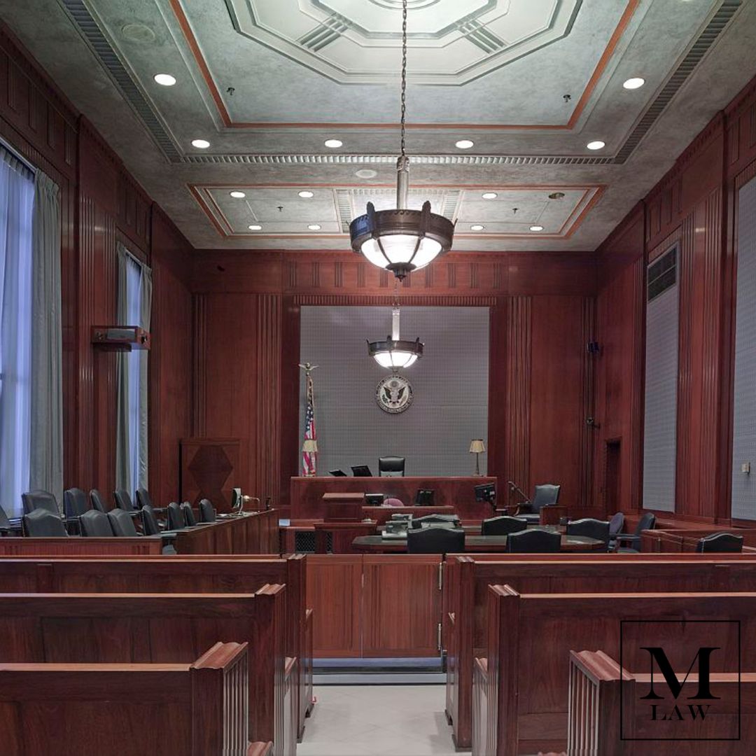 a court room empty before a medical malpractice trial