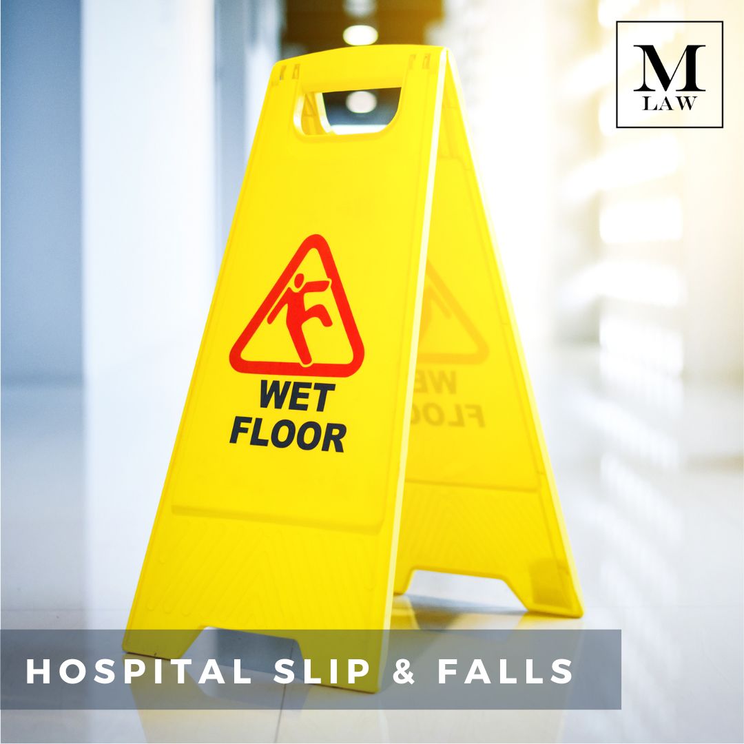 wet floor sign at a hospital, preventing a hospital slip and fall